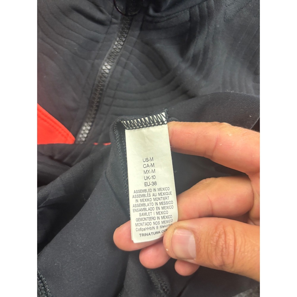 Trina Turk Recreation Track Jacket Women M Black Orange Chevron Full Zip - Picture 6 of 8